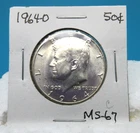 1964-D KENNEDY Fifty Cent Half Dollar Coin 90% Silver /Mint State 67 (C)