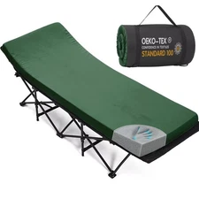 CYMULA Camping Cot Mattress 2in Memory Foam Sleeping Pad,Soft Warm Non-Slip C...