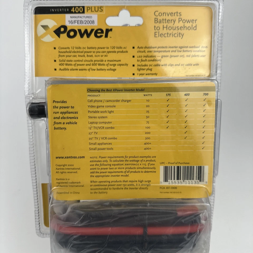 Xantrex XPower Inverter 400 Plus Input 12 DC Output 115 AC From Car Battery New - Image 2 of 3