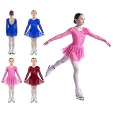 Girls Dancewear Skirt Dress Lyrical Figure Skating Rhythmic Performance Flowy