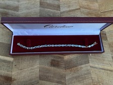 14ct Yellow Gold Aquamarine and Diamond Tennis Bracelet