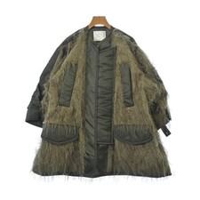 Sacai Womens Coat Size 1 S Khaki Poly Cotton Snap Double Zip Made in Japan Auth