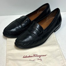 EUC Salvatore Ferragamo Black Calf Penny Loafer Moccasin Made in Italy VTG 7 D