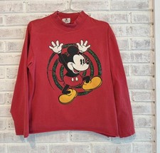 Vintage 90s Faded Red Mickey Mouse long sleeve mock neck tee Mickey  Co