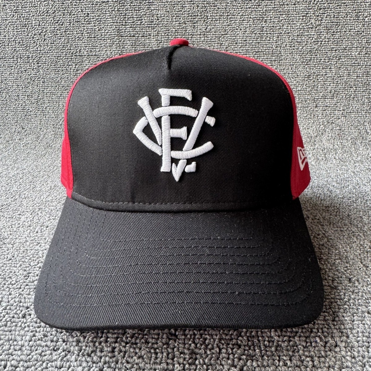 New Era 9FORTY Black Red Monogram Strapback Cap