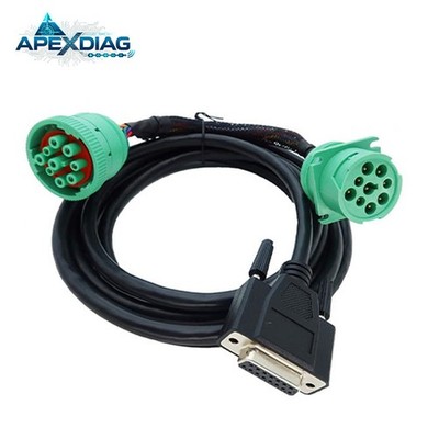 ApexDiag J1939 Green 9Pin Male to Dual Female ELD Splitter for Freightliner