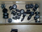 Grab Bag of Matchbox Lesney Superfast wheels, wheels on axles, and axle caps