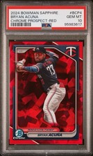 Bryan Acuna 2024 Bowman Chrome Sapphire Red PSA Gem Mint 10! Twins, Pop 1
