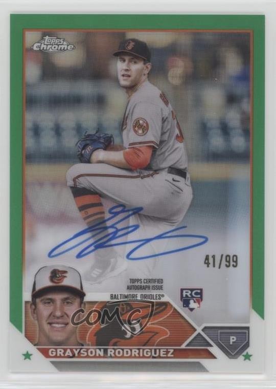 2023 Topps Chrome Rookie Green Refractor 41/99 Grayson Rodriguez Auto 0m4r