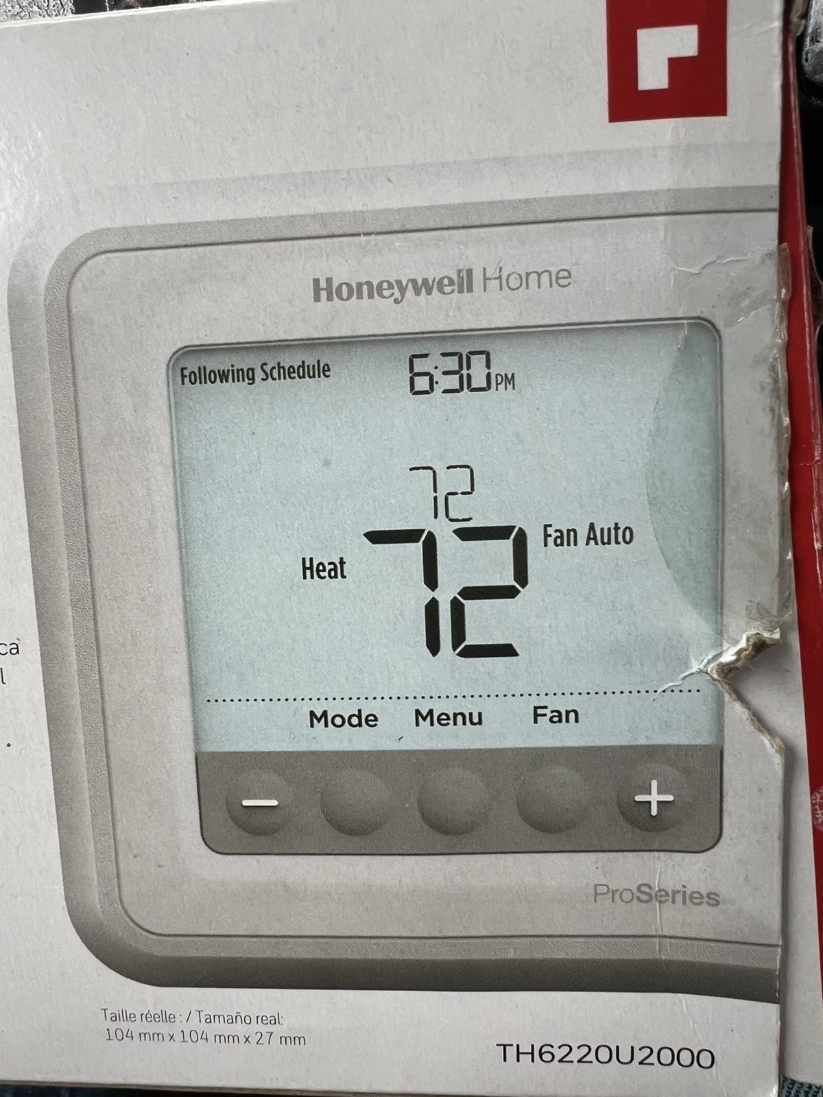 Honeywell T6 Pro TH6220U2000 Home Pro Series Programmable Thermostat White