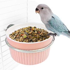 Bird Cage Feeder Parrot Food Cage Bowl Clamp Holder Coop Cup, Ceramic Bird Ca...