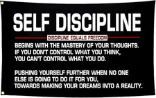 Self Discipline Motivational Gym Flag 3X5FT, Inspirational Motivational Banner,
