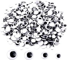 1000 Pcs Black Wiggle Googly Eyes with Self-Adhesive, 6mm 8mm 10 mm 12mm Mixe...