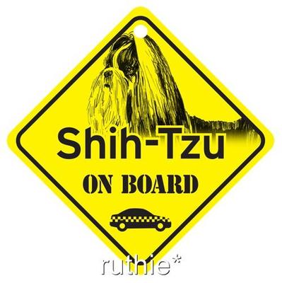 Shih Tzu  On Board Dog Window Sign Made in USA 5 1/2 x 5 1/2