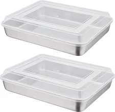 Stainless Steel Baking Pan with Lid, Rectangular Cake Pans, Sheet Pan Bakeware f