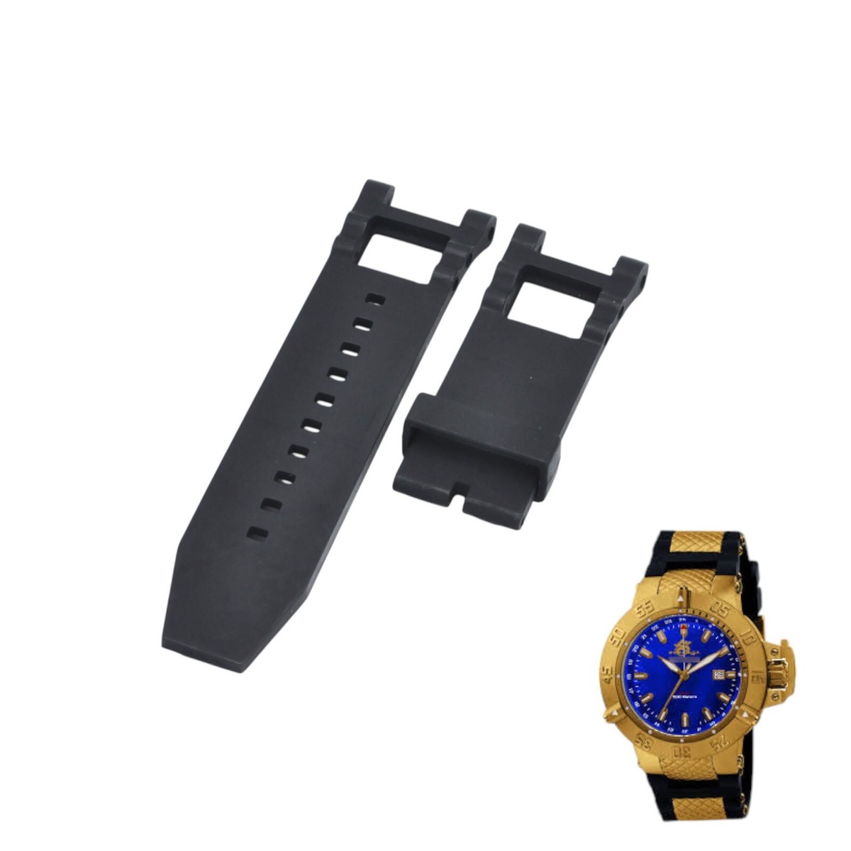 Subaqua 1150 28mm Black Rubber Watch Strap For Invicta
