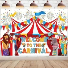 Welcome to The Carnival Backdrop Circus Background Banner for Kids Boys Girls...