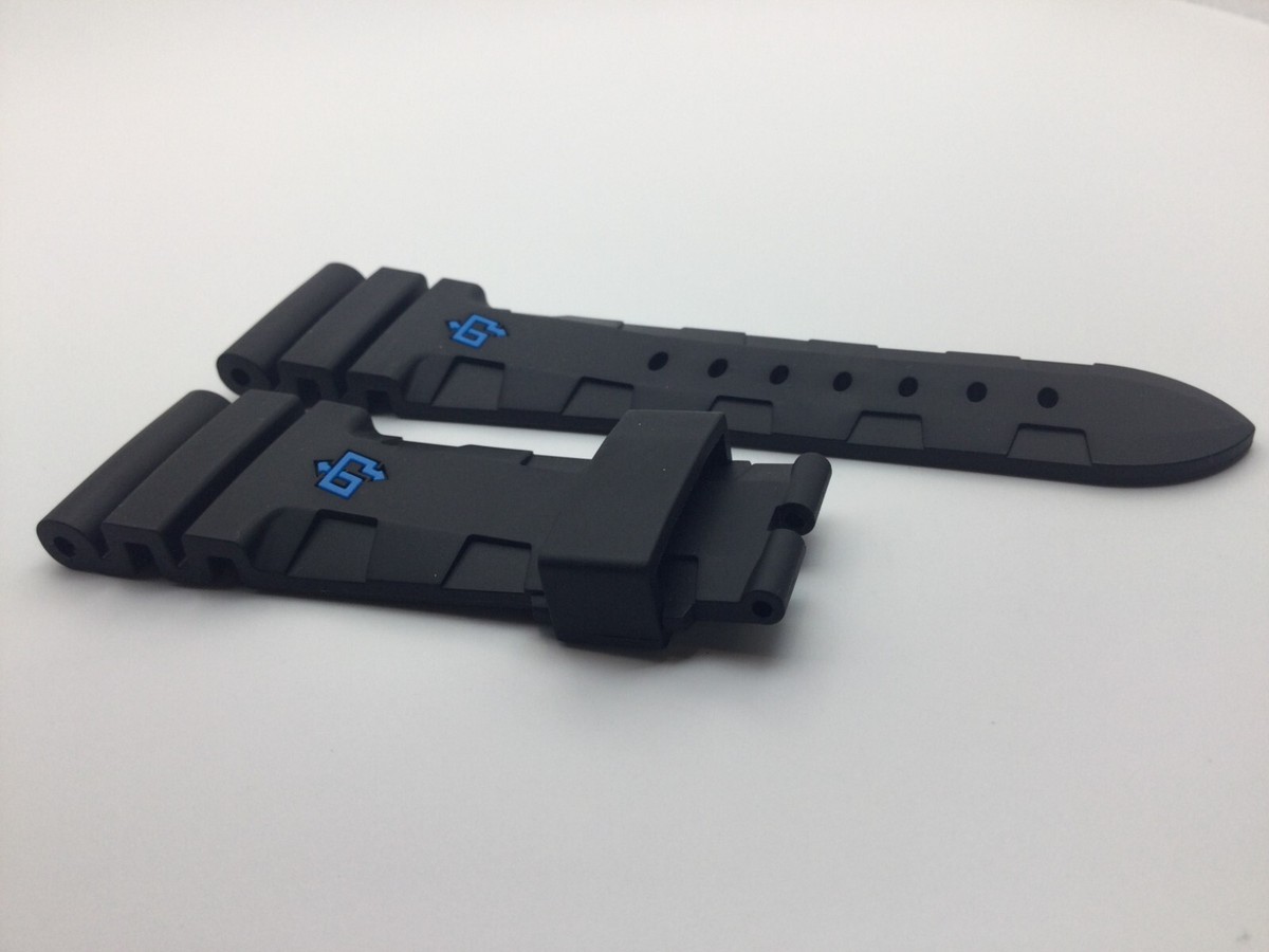 26MM NEW AUTHENTIC PANERAI WATCH BLACK/BLUE OP LETTER RUBBER STRAP