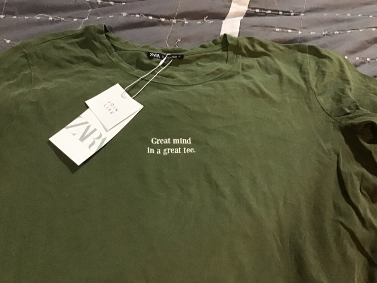 zara green tee shirt great mind in a great tee 4424/851/505