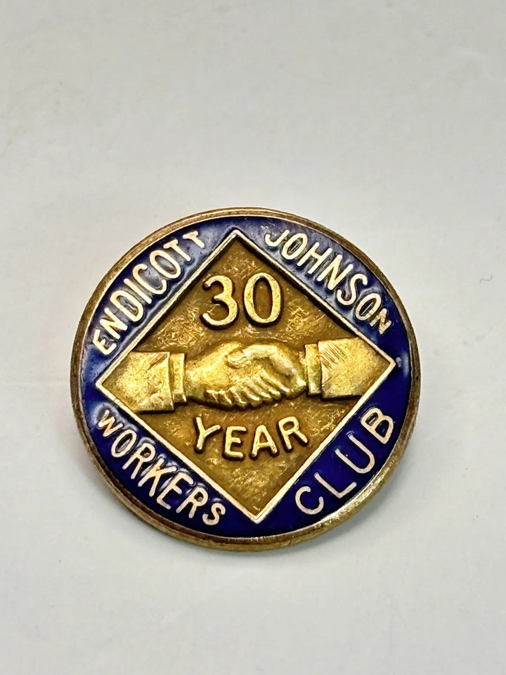Prendedor de colección Endicott Johnson Shoe Co. 30 años club de trabajadores 10K GF Pinback Foto 2 de 4