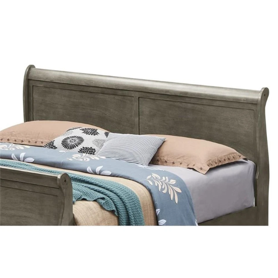 Cama trineo completo Glory Furniture Louis Phillipe en gris Foto 3 de 4