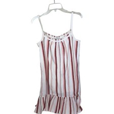 MADEWELL Multicolor Cotton Sleeveless Scoop neck Tank Dress Large Striped White 