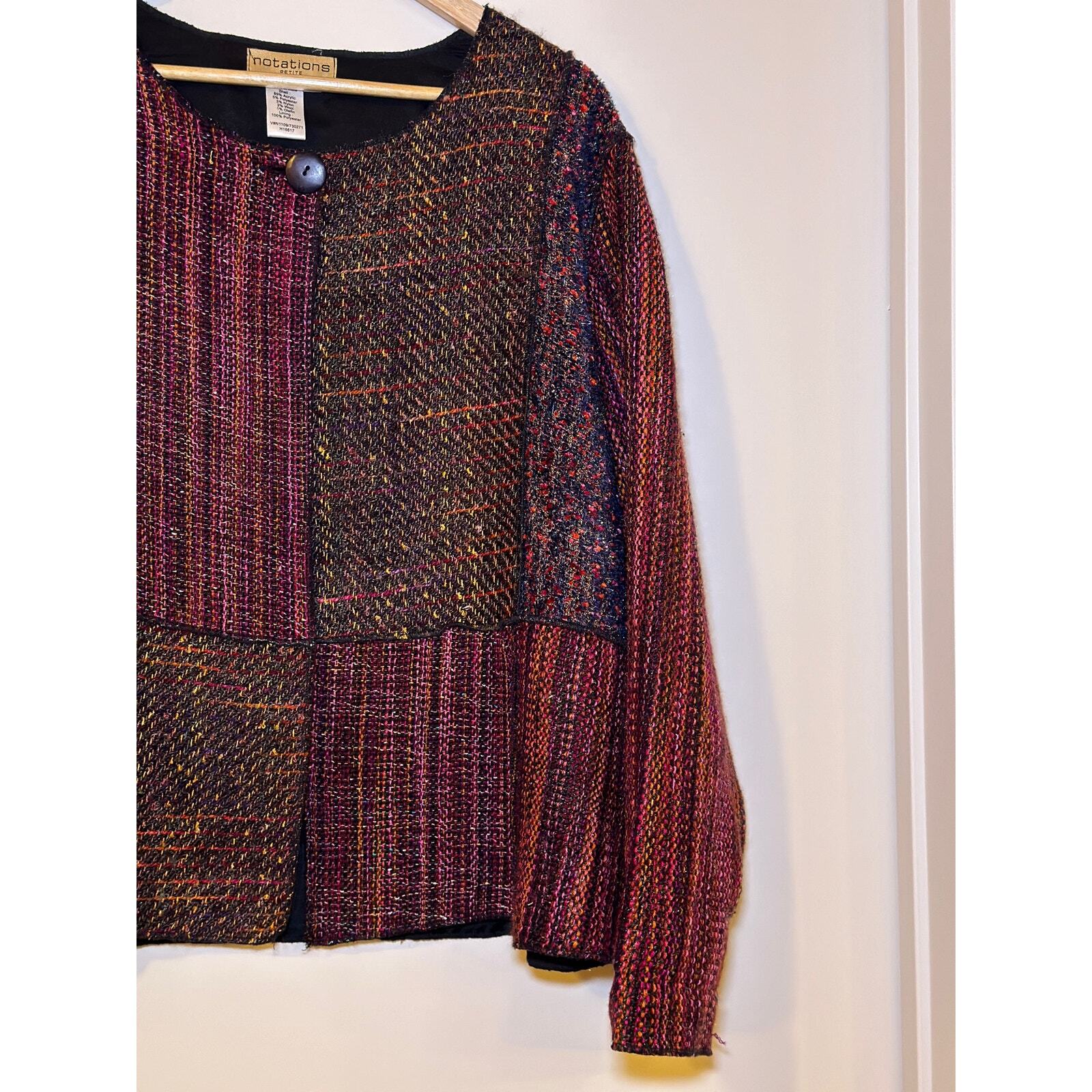 Notations Womens Multicolor Tweed Patchwork Lagen… - image 3