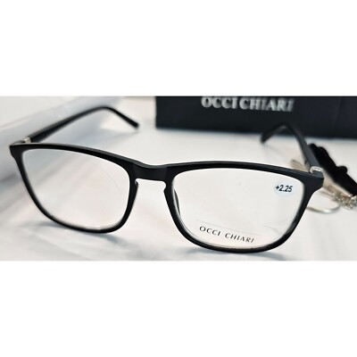 Occi Chiari Black Reading Glasses +2.25 With Case and Accessories