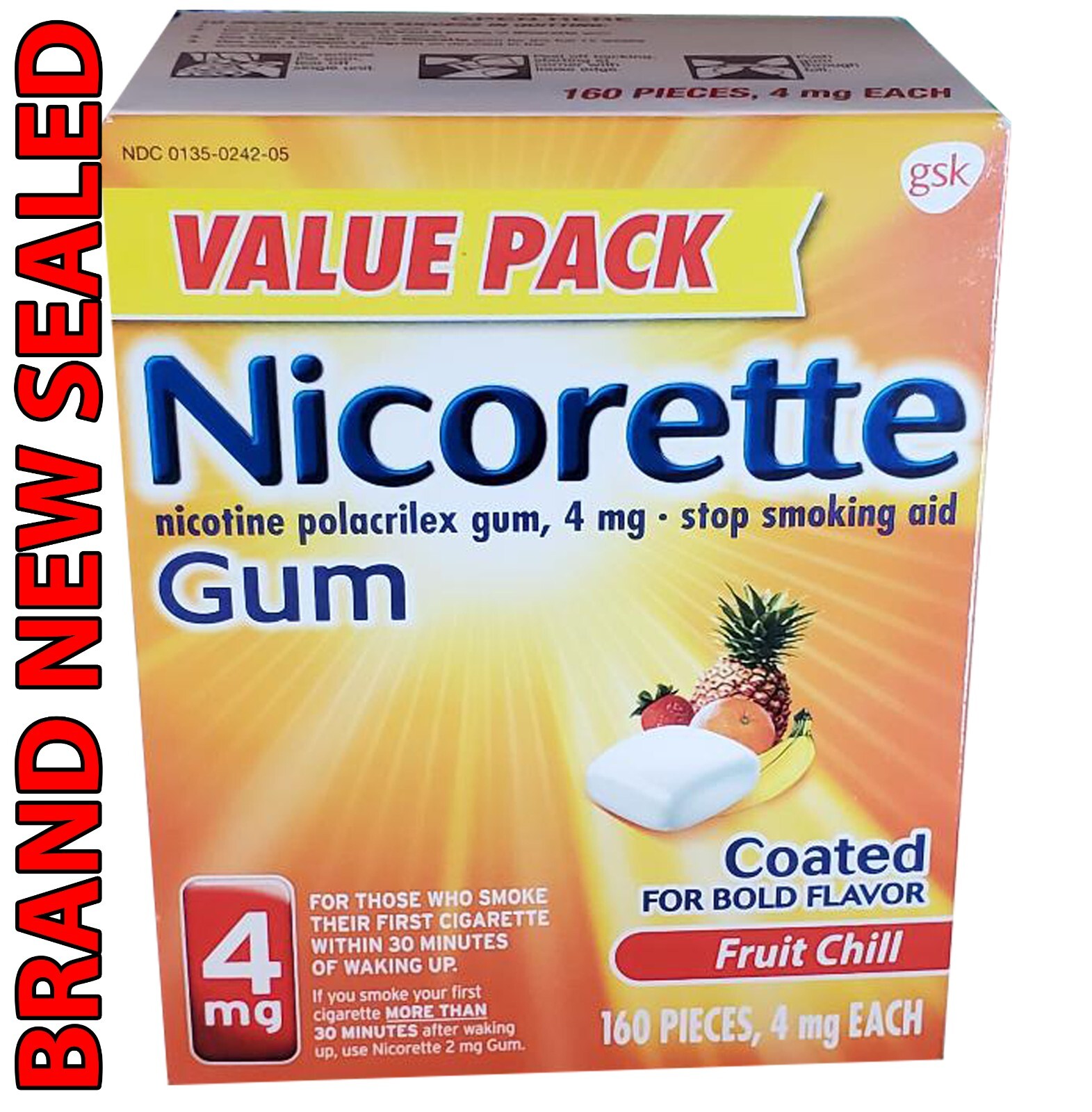 Nicorette Nicotine Gum 4mg Fruit Chill 160 Pieces EX2026 NEW SEALED | eBay