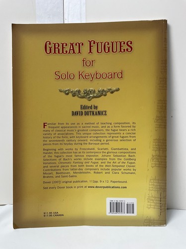 Great Fugues for Solo *Keyboard* Sheet Score Piano Music Book Bach Mozart Handel - Picture 2 of 5