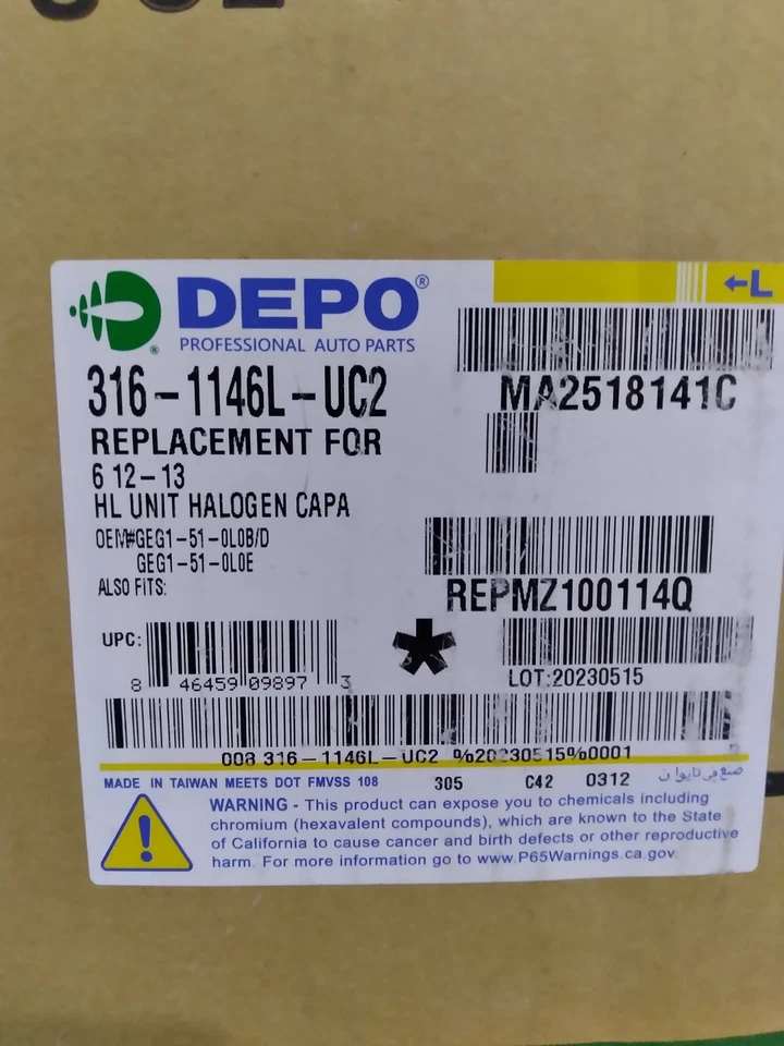 Faro Depo 316-1146R-UC2, lado izquierdo (conductor), se adapta a Mazda 6 2011-2013 Foto 2 de 2