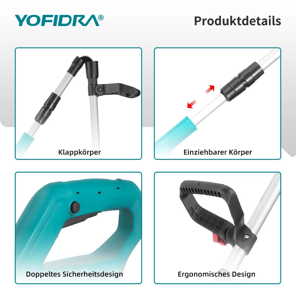 Akku Bodenhacke Elektro 1000W Gartenfräse Kultivator Ackerfräse Hacke Für Makita - Bild 2 von 4