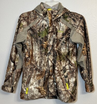 #ad #ad Cabelas Zonz Woodland Camo Jacket Youth Medium Hunting Outdoor Hooded Full Zip $20.69