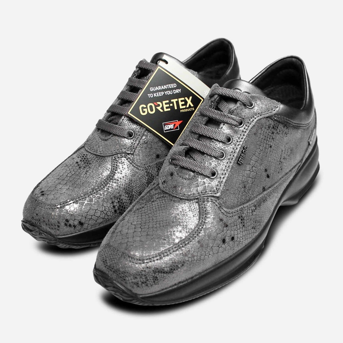 Omega Xw Black Le Coq Ladies Sneakers Gore Tex Metallic Grey