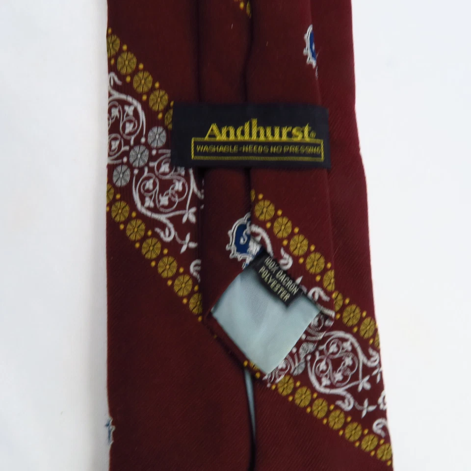 Corbata vintage Andhurst años 60 70 oro rojo diagonal geométrica a rayas 58x4,25 ancha Foto 3 de 4