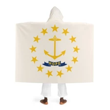 Rhode Island Sherpa Fleece Blanket With Hood Featuring the Rhode Island Flag