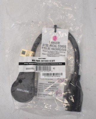 WattBox 360° Rotating Male Power .5' Extension Cord 3 Prong WB-PWR-ET360-0.5FT