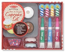 MELISSA AND DOUG Wooden Bake Decorate CUPCAKE SET New, sealed