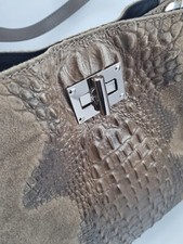 BORSA VERA PELLE SCAMOSCIATA COCCODRILLO TORTORA MADE IN ITALY ARTIGIANI TOSCANI