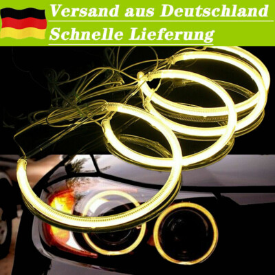 4x Gelb Angel Eyes CCFL Standlicht Ringe Scheinwerfer 131mm Set für BMW E46