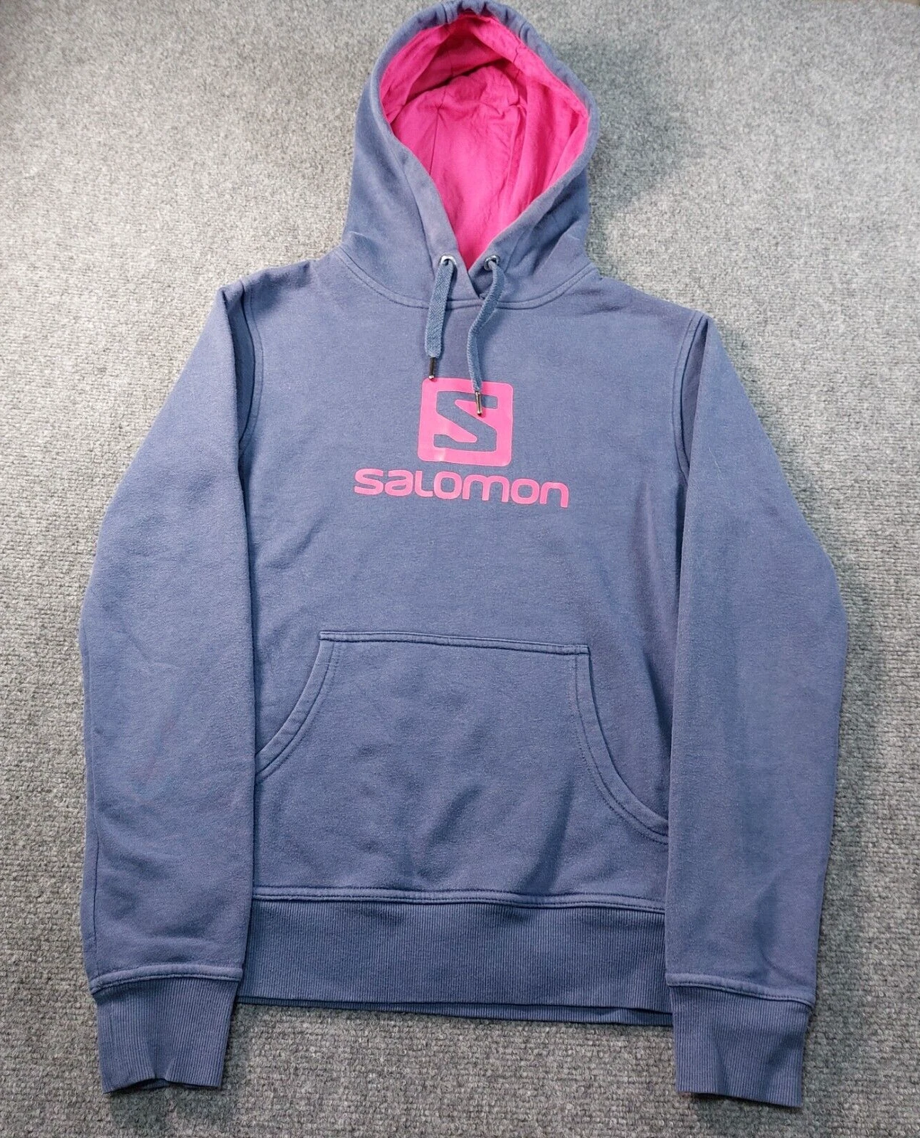 Salomon Women’s Blue Hoodie S Pink Lined Pullover Sweatshirt Outdoor Activewear