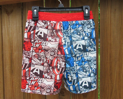 Marvel Comics Captain America 5T swim trunks Red White & Blue (kids) USA colors - Picture 5 of 15