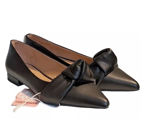 Sam & Libby Women's Laurena Pointed Toe Knotted Flats Black Size: 10 Shoes - Picture 8 of 8