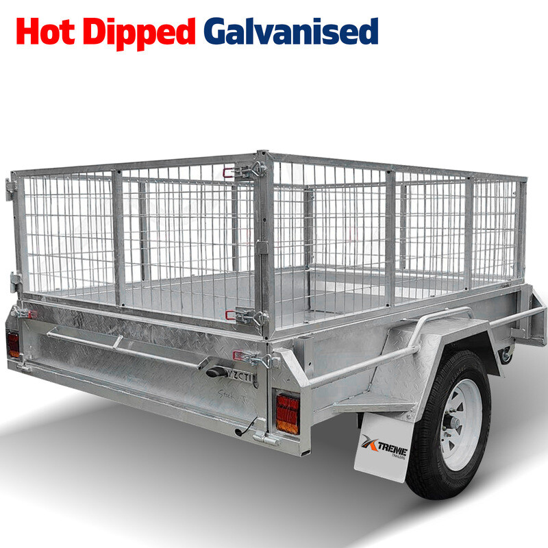 7x5 Box Trailer Galvanised 900mm Cage Fully Welded Single Axle Braked