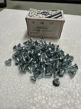 (Box of 100) #10 X 1/2" Slotted Flat Head Wood Screws Zinc Plated