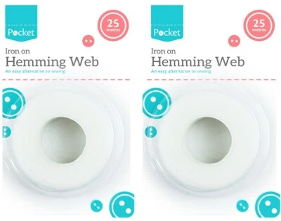 POCKET 2x Rolls Hemming Web Tape Clothing Repair Hem Turn Up Trouser Pants Iron On 50m