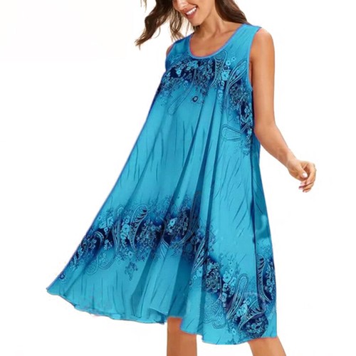 Frauen Sommer Lose Ärmelloses Tank Kleid Damen Strand Sommerkleid Boho Plus 〒 - Bild 6 von 19