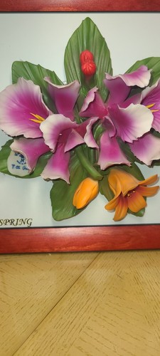 Rare Italy Capodimonte 3D Floral 4 Seasons (4) Wall Plates - Picture 10 of 14