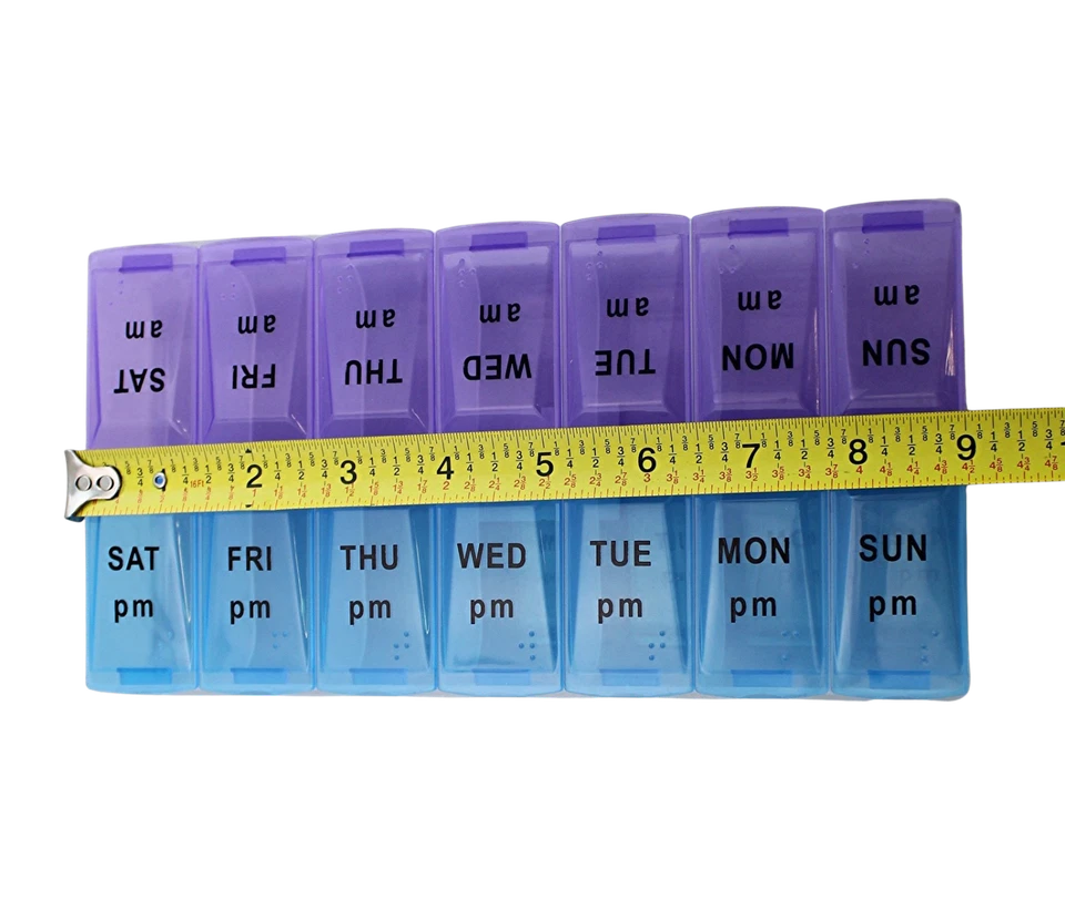 Jumbo Extra Large 9" x 4.75" Pill Organizer 7 Day 2 Times a Day Weekly Pill Box  - Image 2 of 4