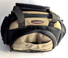 Used Quantaray Camera Bag for single camera Black and Tan 4 zipper pouches